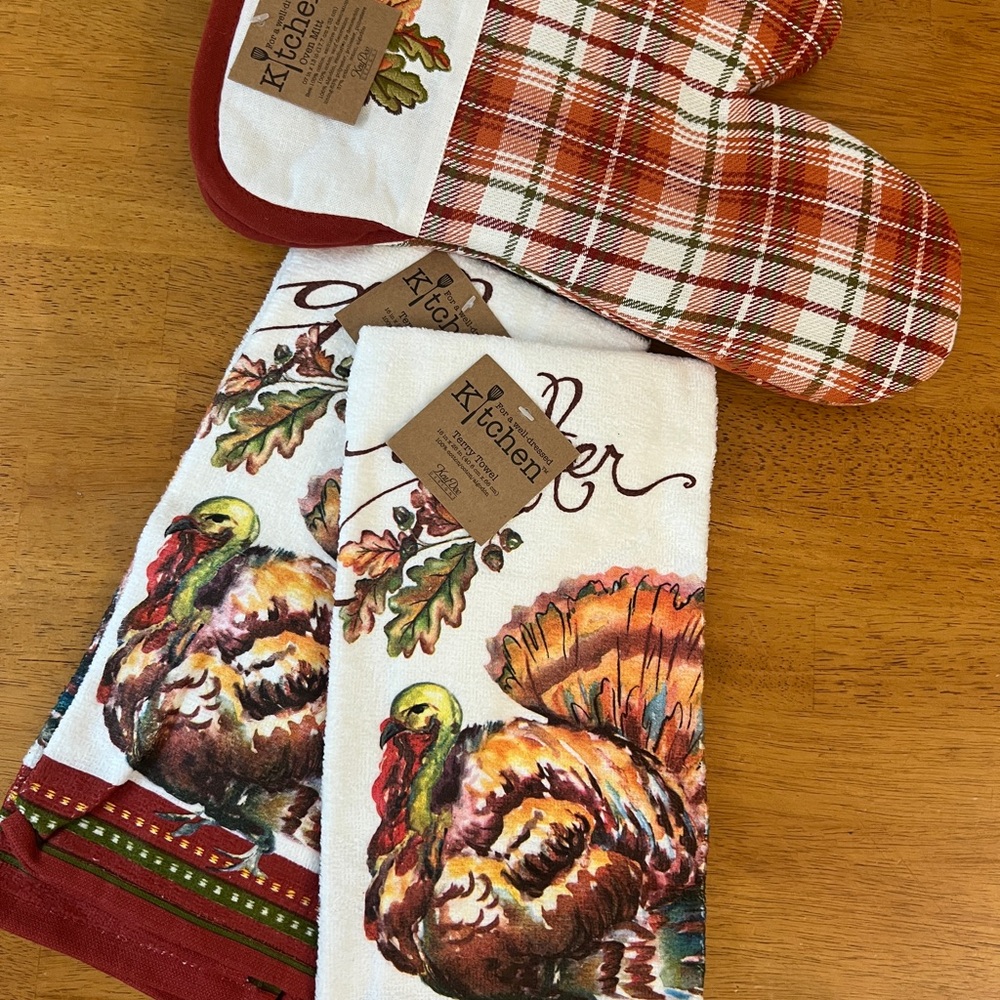 Holiday Turkey themed kitchen set- two options!! (Three items)